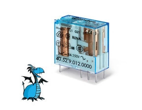Relé paticové FINDER 40.52.9.012.0000, DIN/PS, 2P/8A, 12V DC