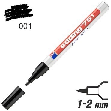 Popisovač EDDING lakový "751", černá, 1-2mm