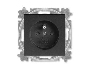 Zásuvka jednonásobná 55x58 ABB Levit 6619H-A06557 63, onyx, s clonkami (typ 6619)