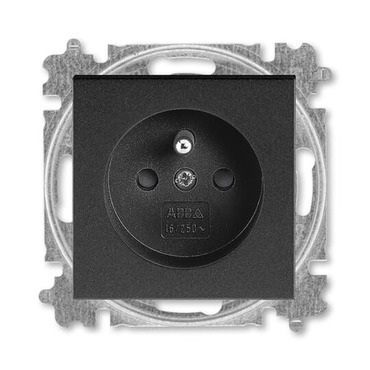 Zásuvka jednonásobná 55x58 ABB Levit 6619H-A06557 63, onyx, s clonkami (typ 6619)