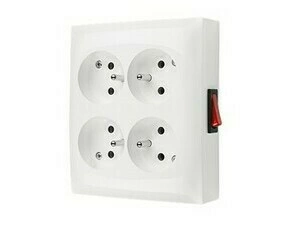 Zásuvka SIMON ACGZN4W1/11, 4 nás., IP20, se spín., bez víčka, 16A/250V~, šr. sv., bílá