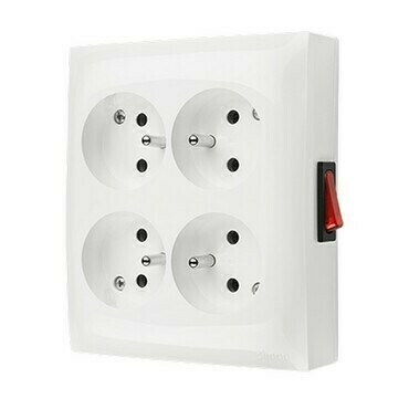 Zásuvka SIMON AQUACLICK ACGZN4W1/11, 4 nás., IP20, se spín., bez víčka, 16A/250V~, šr. sv., bílá