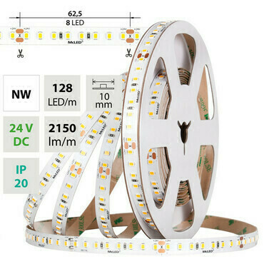 LED pásek MC LED SMD2835 NW, 128LED/m, 11,5W/m, DC 24V, 2150lm/m, CRI90, IP20, 10mm, 50m