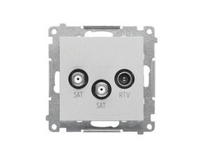 Zásuvka anténní SIMON TASK2.01/143, SAT+SAT+RTV koncová, 2x vstup: 5 MHz÷2, 4 GHz, hliníková matná