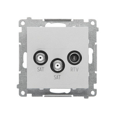 Zásuvka anténní SIMON TASK2.01/143, SAT+SAT+RTV koncová, 2x vstup: 5 MHz÷2, 4 GHz, hliníková matná