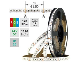 LED pásek MC LED SMD5050 RGB, 120LED/m, 28,8W/m, 1120lm/m, IP20, DC 24V, 12mm, 5m
