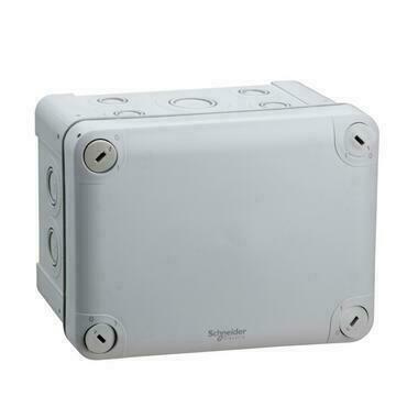 SCHN ENN05087 Mureva - instalační krabice IP55 150 x 105 x 80, RAL 7035, předlis. ISO průchodky