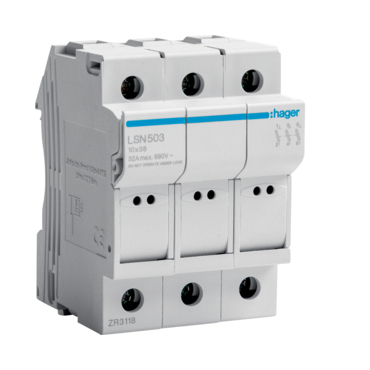 HAG LSN503 Odpojovač válcových pojistek velikosti 10x38, 3-pól