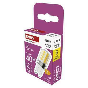 EMOS ZQ9E23 LED CLS JC 4,2W(40W) 470lm G9 NW