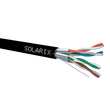 Kabel datový SOLARIX SXKD-6A-STP-PE, CAT6A, STP, PE, Fca, 500 m, venkovní, černá