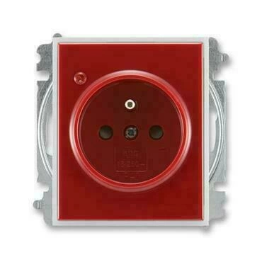 Zásuvka jednonásobná ABB Element 5599E-A02357 10, karmínová/led. bílá, cl., ochr. přep., bezšr. sv.