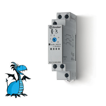 FINDER 80.41.0.240.0000 Čas.relé, ZN, 1P/16A, 24V-240V AC/DC, 100ms-20h RP 0,08kč/ks