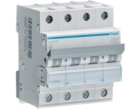 Jistič čtyřpolový HAGER MCN420 4 pól. 20A, char.C, 6 kA