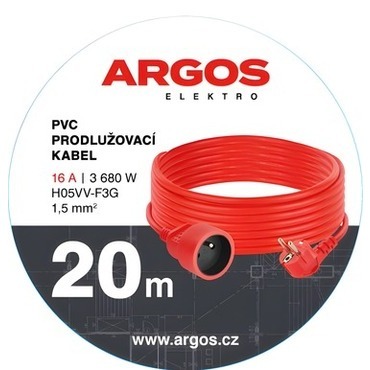 ARGOS  PRODLUŽOVACÍ KABEL 1Z 20M 1,5MM