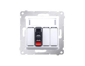 Zásuvka reproduktorová SIMON DGL31.01/11, 1 násobná s popisným polem (přístroj s krytem), bílá