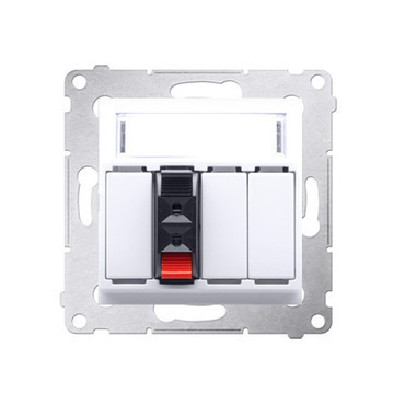 Zásuvka reproduktorová SIMON DGL31.01/11, 1 násobná s popisným polem (přístroj s krytem), bílá