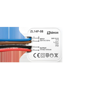 Zdroj napájecí pro LED SIMON 54 ZL14P-15, 14 V DC, 15 W, podomítkový,