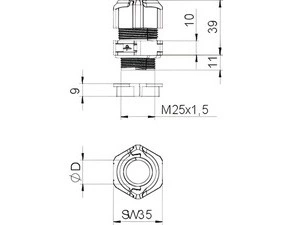 V-TEC TB25 18-20 Kabelová vývodka, dělitelná