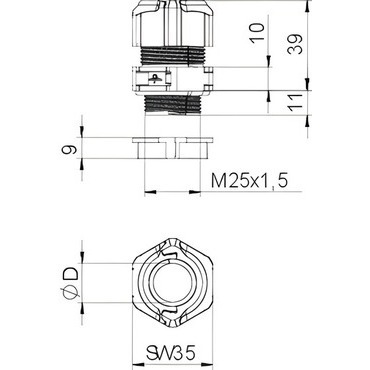 V-TEC TB25 18-20 Kabelová vývodka, dělitelná