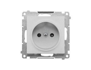 Zásuvka SIMON TG1CZ.01/143, 1 násobná, bez uzemnění, se clonkami, hliníková matná