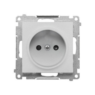 Zásuvka SIMON TG1CZ.01/143, 1 násobná, bez uzemnění, se clonkami, hliníková matná