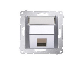 Kryt SIMON DKP1S.01/43, telef. a datové zás. 1 nás., zkosený, s popisným polem, stříbrná metalíza