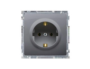 Zásuvka Schuko SIMON BASIC BMGSZ1.01/43, 1 násobná, s uzemněním, 16 A/250 V~, šroubové svorky, stříb