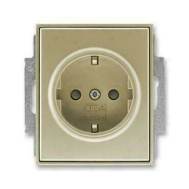 Zásuvka jednonásobná ABB Element 5518E-A03459 33, šampaňská, (podle DIN), s clonkami