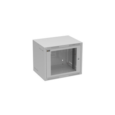 Rozvaděč nástěnný SOLARIX GrandN-9U-645-11-G, 19", 9U, RAL 7035, 600x450 mm, skleněné dveře