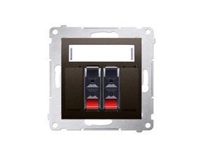 Zásuvka reproduktorová SIMON DGL32.01/46, 2 násobná s popisným polem, hnědá metalizovaná