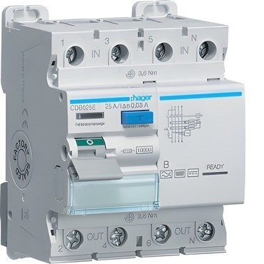 HAG CDB625E Proudový chránič 4 pól. 25A / 0,03 A, typ B, 10 kA