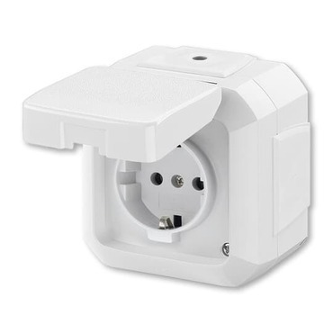 Zásuvka jednonásobná ABB Variant 5518N-C03540 B, bílá, IP54, (podle DIN), s víčkem
