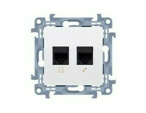 SIMON C5T12.01/11 Zásuvka datová RJ45 kat. 5e + telefonní RJ12 (přístroj s krytem), bílá