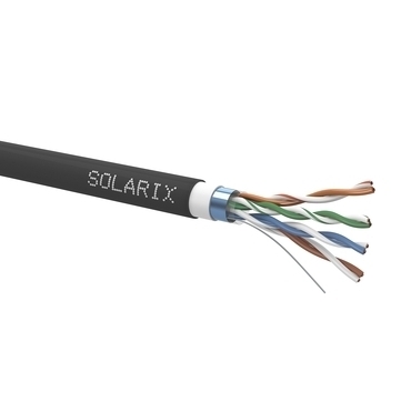 Kabel datový SOLARIX SXKD-5E-FTP-PVC+PE, CAT5E, FTP, PE+PVC, Fca, 305m, venkovní, černý