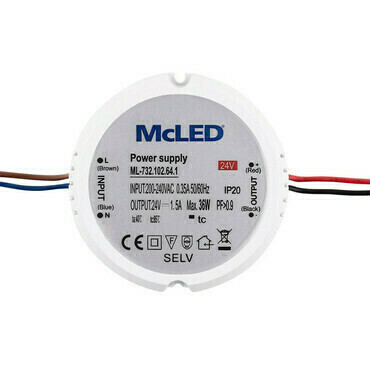 LED driver napěťový MC LED 36W, DC 24V/1,5A, IP20, do elektroinstalační krabice