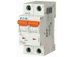 Jistič dvoupolový EATON 263365 PL7-C63/2 PL7, char C, 2-pólový, Icn=10kA, In=63A