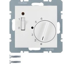 HAG 20308989 Termostat, pokojový se spínacím kontaktem, centrálním dílem, vypínačem a LED, Berker S.