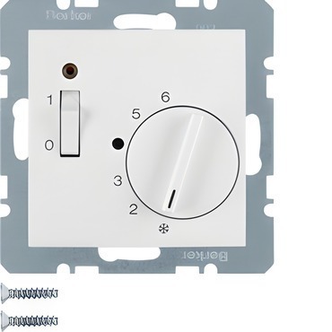HAG 20308989 Termostat, pokojový se spínacím kontaktem, centrálním dílem, vypínačem a LED, Berker S.