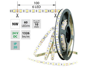 LED pásek MC LED SMD5050 NW, 60LED/m, 14,4W/m, 1296lm/m, IP20, DC 24V, 10mm, 5m