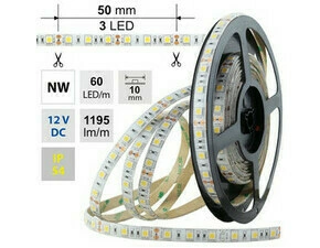 LED pásek MC LED SMD5050 NW, 60LED/m, 14,4W/m, 1195lm/m, IP54, DC 12V, 10mm, 5m