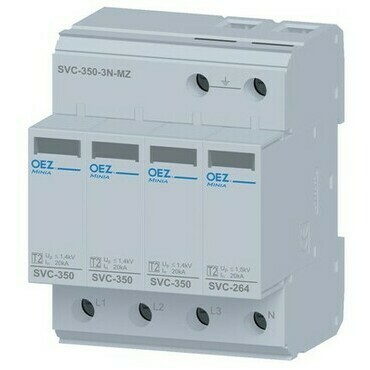 OEZ:38367 SVC-350-3N-MZ Svodič přepětí typ 2, Imax 40 kA, Uc AC 350 V, zapojení 3+1, výměnné moduly,