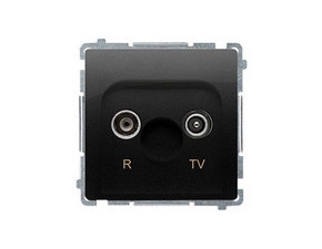 Zásuvka anténní SIMON BMZAR1/1.01/49, R+TV koncová oddělená, 1x vstup: 5-862MHz, černá matná
