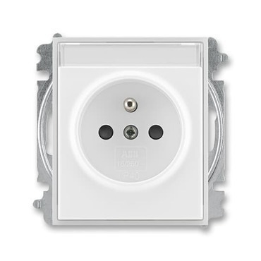 Zásuvka jednonásobná ABB Element 6619E-A06352 01, bílá/ledová bílá, cl., s popis. polem (typ 6619)