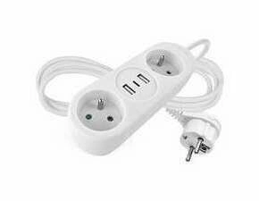 P0211E PRODLUŽKA 1,4M 1,5MM 2Z+2×USB A+1×USB C