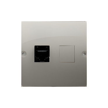 Zásuvka telefonní SIMON BASIC BMT1.02/29, 1 násobná RJ12 (přístroj s krytem), saténová