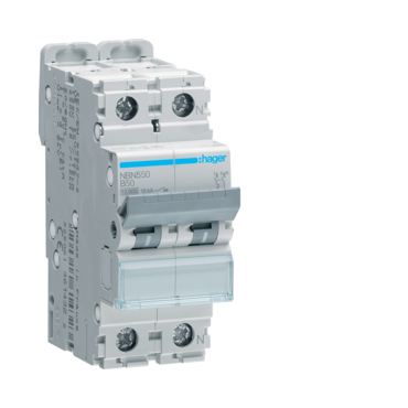 Jistič dvoupolový HAGER NBN550 1+N pól. 50A, char.B, 10 kA