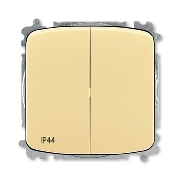 Přepínač střídavý dvojitý ABB Tango 3559A-A52940 D, řazení 6+6, béžová, IP44, s krytem