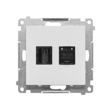 SIMON TGHRJ45.01/114 Zásuvka HDMI + datová RJ45 kat. 6 (přístroj s krytem) bílá