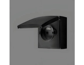 Zásuvka SIMON AQUACLICK ACGZ1C/49, 1 nás., IP44, 16A/250V~, bezšr. sv., černá mat