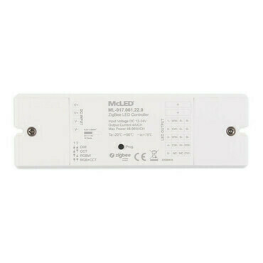 MC LED ZigBee přijímač - řízení jasu, CCT, RGB, RGBW, RGB+CCT, max. 5x4A, 12-24V
